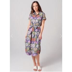 Aish Marine Cotton Shirt Dress Size X Small